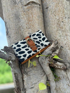 ใหม่กระเป๋าสตางค์ผู้หญิงทำจากผมแท้แบบซ่อนกระเป๋าสตางค์หนังแบบพับสองชั้นมีซิปกระเป๋าคลัทช์พิมพ์ลายสัตว์ขนสัตว์ - Product Image 2