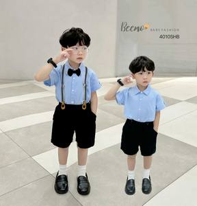 New Arrival Cotton Bow Collar Shirt Belt Set Short Sleeve Formal <b>Clothing</b> for 1-7 Year <b>Old</b> Baby <b>Boys</b> Comfortable 100% Cotton for - Product Image 5