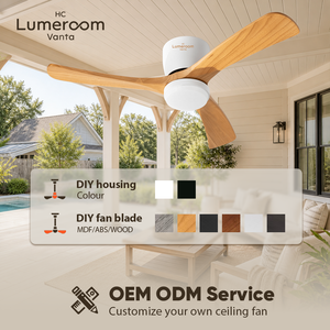 USA In Stock 42 Inch <b>Ceiling</b> Fan with <b>Light</b> and <b>Remote</b>, Solid Wood Flush Mount Low Profile <b>Ceiling</b> Fan for Bedroom - Product Image 4