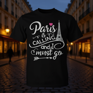 T-shirt Paris Lover, Paris m'appelle et je dois y aller, noir, pour hommes et femmes, chemise décontractée à la mode - Product Image 3