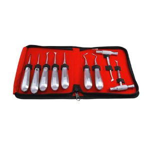 ชุดเครื่องมือผ่าตัดทางทันตกรรมแบบใช้ซ้ำได้ 9 ชิ้น ชั้นดี พร้อมอุปกรณ์เสริมแบบใช้มือ ชุดอุปกรณ์ขูดและขัดฟัน วัสดุพลาสติกและเหล็ก สีเงิน - Product Image 1