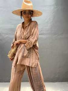 Holiday Beach Tie Dye Shirt & Pant Set Sexy Long <b>Sleeve</b> <b>Women</b> Two Piece Beach Wear 100% Rayon Cover up <b>for</b> <b>Women</b> Set - Product Image 5