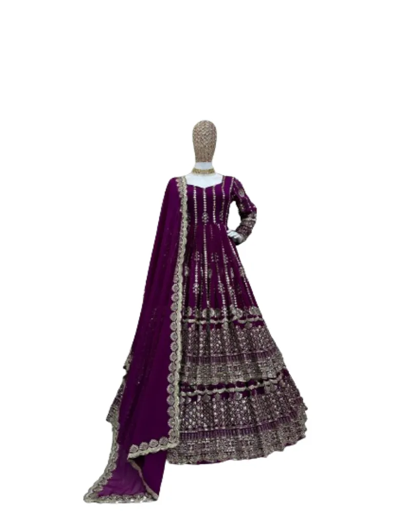 인도와 파키스탄 스타일 그물 자수 작업 Salwar Kameez 세트 여성을위한 무거운 이슬람 스타일 원피스 및 Kurtis Lehenga