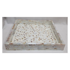 ถาดทรงสี่เหลี่ยมสำหรับตกแต่งบ้านถาดฝังมุกสีขาวแบบงานแฮนด์เมดใหม่ล่าสุดดูน่าสนใจ - Product Image 1