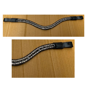 Brida de caballo de cuero ecuestre de alta calidad Browbands suave acolchado de cinco filas de diamantes de imitación personalizar equipo de caballo duradero - Product Image 4