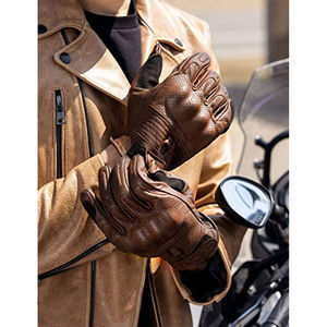 Gants de moto de course unisexes en cuir à écran tactile fabriqués au Pakistan - Product Image 5