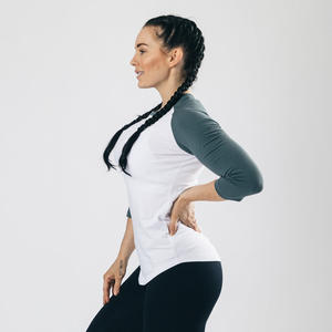 Haute qualité 100% coton peigné Jersey trois quarts manches raglan manches Style t-shirt pour les femmes - Product Image 2