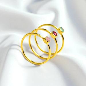 Anillo apilable de amatista de plata 925, anillo redondo pequeño de 4 MM con piedras preciosas, joyería hecha a mano, banda lisa personalizada, anillos chapados en oro - Product Image 5