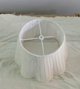 Custom White <b>Linen</b> <b>Fabric</b> Lamp Shade Modern Design Striped Indoor Light Cover for Bedside Decorative Ruffle Edge Trending <b>Cotton</b> - Product Image 4