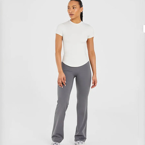 Camiseta esculpida Marsmallow de calidad superior para mujer, camiseta de manga corta, suave, ligera, transpirable, de diseñador, relajada, para gimnasio, Fitness - Product Image 3
