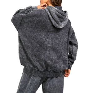Sudadera con capucha de lavado ácido hecha a medida para mujer, ropa de invierno con estilo, MOQ bajo, cantidad a granel con servicio OEM, novedad de 2024 - Product Image 2