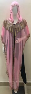 Dubaï Nouvelle Arrivée Femme Vêtements Hooded Poncho Shrug Abaya Front Open Heavy Hand Embroidery Work Lose Maxi Dress Party Sightseen