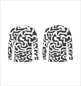 T-shirt à manches longues personnalisé par sublimation, motif géométrique gris et blanc, col rond, vêtement de sport performant, Ferocious Clothing - Product Image 1
