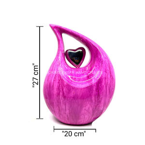 Urna de aluminio en forma de lágrima moderna rosa y blanca para cenizas humanas adultas, cremación de recuerdo funerario conmemorativo de Metal ecológico elegante - Product Image 3