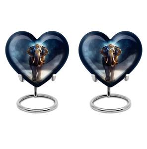 Urne Majestueuse en forme de cœur d'éléphant pour cendres Urne funéraire moderne de grande taille en aluminium décoratif en souvenir de 3 "de 10" pour cendres humaines - Product Image 2