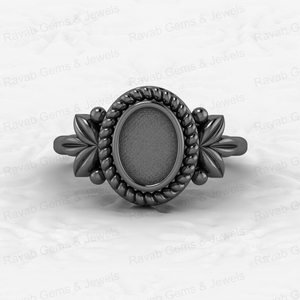 Argent Sterling 925 massif 6x8mm lunette ovale coupe Semi montage anneau réglage feuille tressé résine cendres travail souvenir bijoux composant - Product Image 3