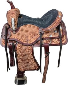 Selle de cheval de course de baril occidental léger en cuir occidental de qualité supérieure Taille 14 "à 18" pouces Selle de cheval de siège - Product Image 5