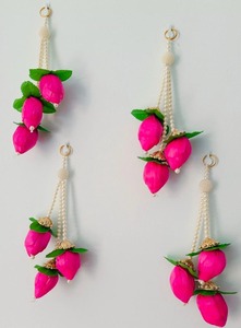 Sola brotes de loto de madera y Perla colgante manojo cadena decoración Diwali decoración Latkan Mandir decoración de boda para calentar el hogar - Product Image 4