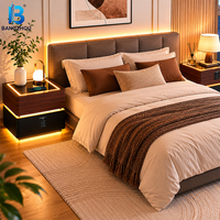 Prix de gros : Ensemble de 2 tables de chevet intelligentes avec charge sans fil, verrouillage par empreinte digitale et éclairage LED pour rangement de chambre