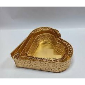 Set Of 3 Gold Polished Different Sizes <b>Gift</b> Hamper <b>Basket</b> Wedding Events and Birthday Party Luxury <b>Gift</b> Hampers For Supplier - Product Image 4