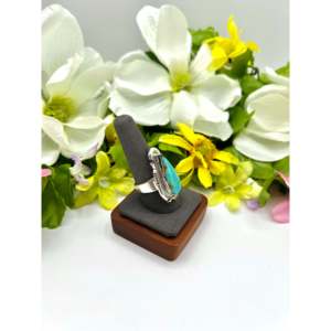 Navajo-<b>Crafted</b> #8 Turquoise & Sterling Silver Ring Size 10 Cultural Collectible Jewelry - Product Image 2