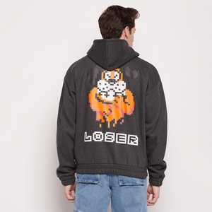 Charcoal Loser Graphic Hoodie | 350gsm alta calidad 100% algodón y hombro caído | Producto a granel puño acanalado y cuello con capucha Unisex - Product Image 3