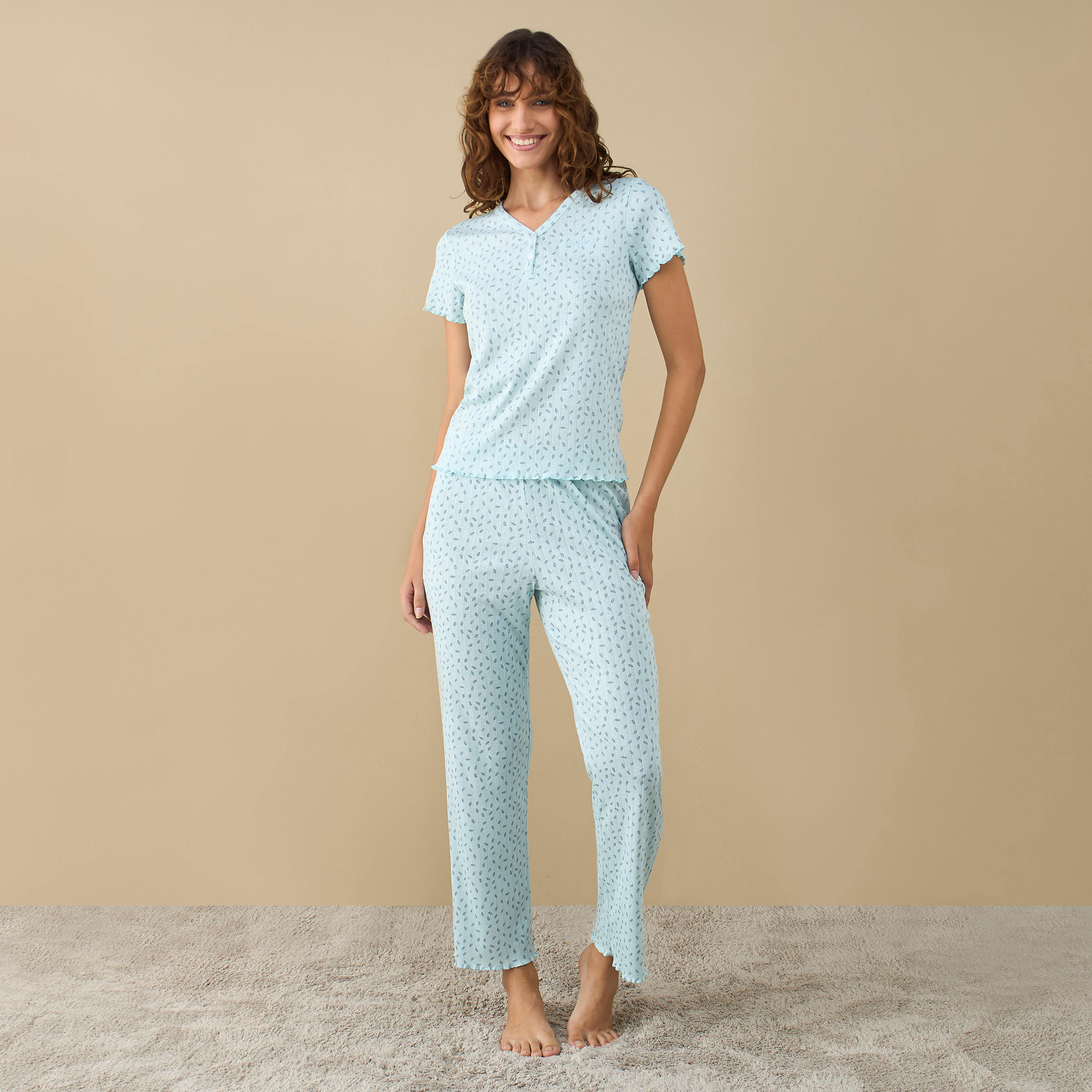 Night Wear Cotton Pyjama Set For Ladies Designer Cotton Pink