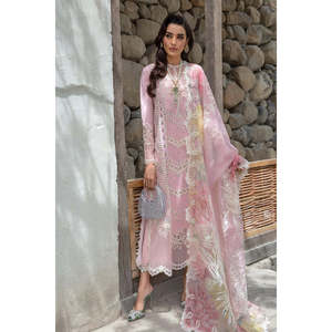 Crimson X Saira <span class=keywords><strong>Shakira</strong></span> Chiffon di Lusso 2024 con Motivi Floreali in Rete Rosa TC-1151 per Primavera/Estate - Product Image 1