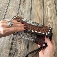Dompet kulit sapi wanita, dompet panjang ukir peralatan tangan mewah dengan tombol jepret Rfid, mode Barat, Vintage, dompet kulit bulu sapi untuk perempuan
