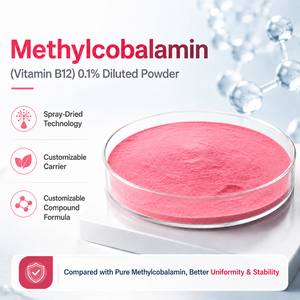 Metilcobalamina de Grado Alimenticio Personalizada OEM, Polvo Diluido al 0.1%, 13422-55-4, <span class=keywords><strong>Vitamina</strong></span> <span class=keywords><strong>B12</strong></span> Secada por Aspersión para Suplemento Nutricional - Product Image 1