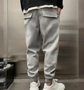 Pantalons décontractés pour hommes Pantalon de jogging à taille élastique pour entraînement de gymnastique Pantalon de survêtement à cordon de serrage de couleur unie pour hommes - Product Image 5