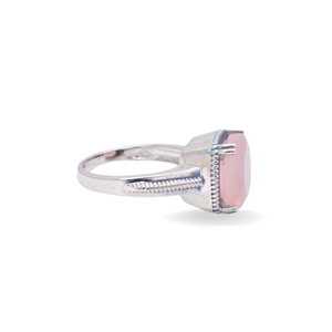 Bague tendance en argent sterling 925 avec quartz rose taille coussin et incrustation de diamants, bijou pour femme pour mariage ou soirée - Product Image 3