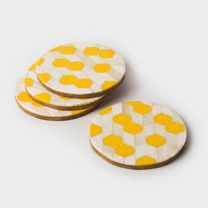 Buffalo bone <b>crystals</b> hand made <b>Coaster</b> set of four new latest designs by Indian artisans - Product Image 2