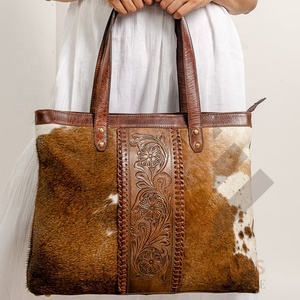 Vente chaude Sac À Main Cheveux Sur Cacher Fourrure En Cuir Sac À Main Sacs À Bandoulière Bohème Outillage Sculpté Fourre-Tout Western Style Sacs En Cuir - Product Image 4