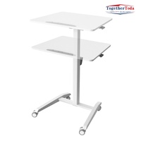 Unité mobile à roulettes inclinable et réglable en hauteur pneumatiquement pour canapé-lit, bureau à domicile, poste de travail pour ordinateur portable