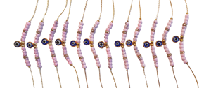 Bracelets en macramé faits main de style bohème variés, modèle DAFNI 44, avec perles œil porte-bonheur - Cadeaux promotionnels originaux - Product Image 5