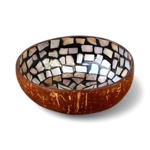 Cuenco de Coco Bohemio Hecho a Mano con Incrustaciones de Nácar y Concha Natural, Decoración Ecológica para el Hogar, Estilo Vietnamita - Product Image 2