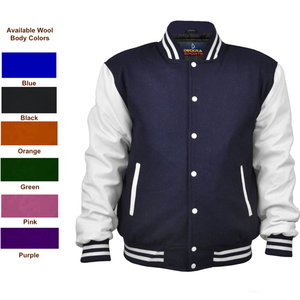 Veste universitaire pour hommes manches en cuir véritable et laine mélangée Letterman Boys College Varsity Jackets XS-5XL - Product Image 6