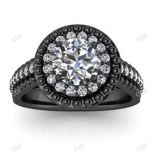 Nouveaux modèles 18K or massif rond Halo bague de fiançailles Moissanite antique demi-éternité fournisseur de bague de mariage bijoux fins - Product Image 5