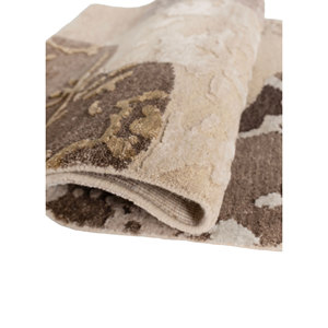 Tapis en laine noué à la main Aprezo beige marron AKWT-7017 (Cs-01) pour la maison, tapis abstrait rectangulaire pour salon, couloir, chambre à coucher - Product Image 2