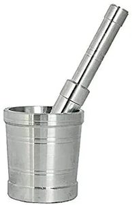 Juego de mortero y Maja Okhli de acero inoxidable Metal Musal Khalbatta Mezclador de especias de cocina Imam Dasta Hand Smasher Hamam Dasta - Product Image 6
