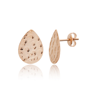Gota de agua forma martillado pendientes simple Stud pendiente turco venta al por mayor hecho a mano pendientes de plata de ley 925 - Product Image 6