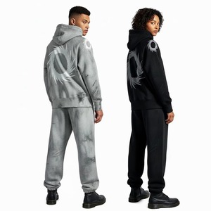 Conjunto Deportivo Informal de Sudadera con Capucha y Pantalones de Chándal con Bordado Degradado, 100% Algodón, para Unisex - Product Image 5