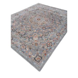 Alfombra Kasbah Azul de Lana y Viscosa, Tejida a Mano, Modelo Top-1504 (Cs-01), 10 mm de Grosor, para el Hogar, Pasillo, Sala de Estar, Rectangular, con Patrón de Medallón - Product Image 2