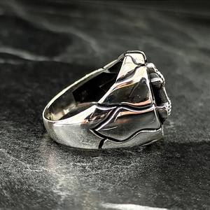 Vintage Men's Sterling Silver Nautical <b>Ring</b> with Rudder Ship Anchor Fractured Pattern-Sailors' Special Jewelry - Product Image 5