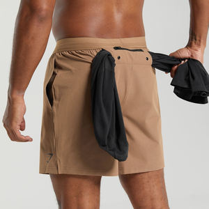 Men's New High Street Sports Casual Double-<b>Layer</b> Fitness Training Shorts Anti-Glare Anti-Wrinkle Sunning Casual with Pockets - Product Image 4