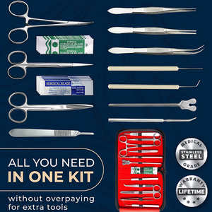 Kit y Set de Disección de Tejidos - El Lenguaje Básico de los Instrumentos Quirúrgicos Manuales de Acero Inoxidable para Estudiantes de Cirugía General por SurgiRight - Product Image 4