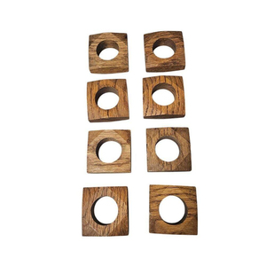 Ensemble de 6 anneaux de serviette en bois naturel faits à la main, ovales, sculptés, porte-serviettes en bois pour une décoration élégante de table à manger, prix abordable - Product Image 3