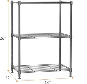 Estante de 3 niveles de alta resistencia, estantería de alambre de acero, almacenamiento adecuado para sala de estar, cocina, despensa, garaje, organización de oficina - Product Image 3