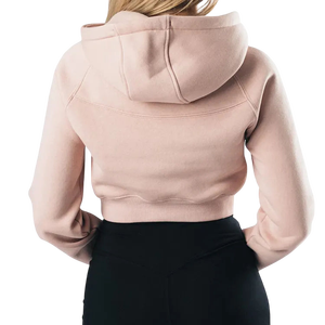 Sweat-shirt à capuche court pour femmes, vente en gros, mode |   Broderie personnalisée surdimensionnée |   Tissu en polaire de coton écologique pour l'hiver - Product Image 4